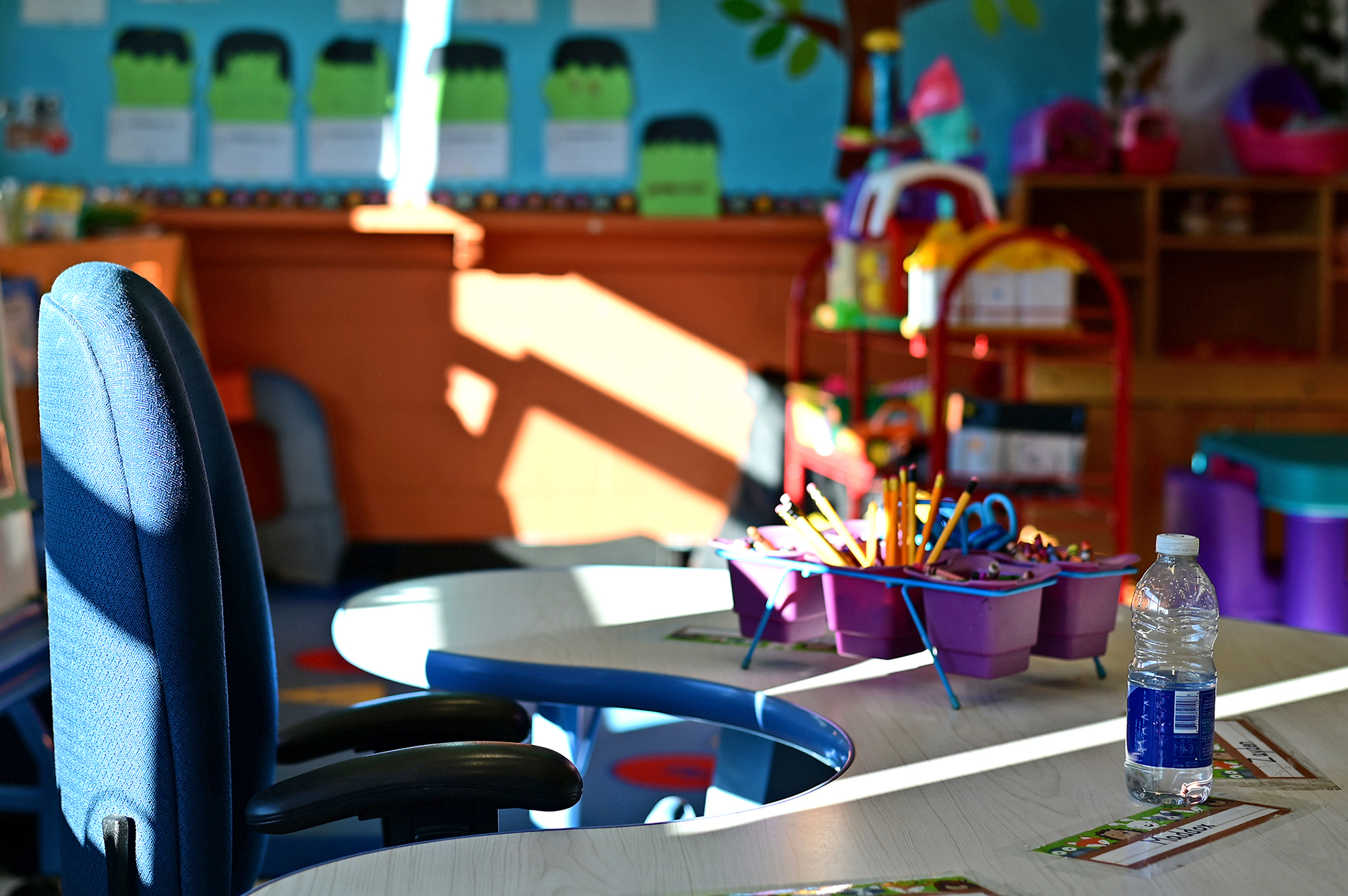 An empty teacher chair