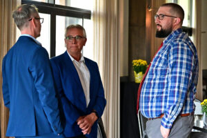 WQSB staff members from across the board catch up before dinner and the awards