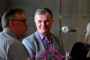 WQSB staff members from across the board catch up before dinner and the awards