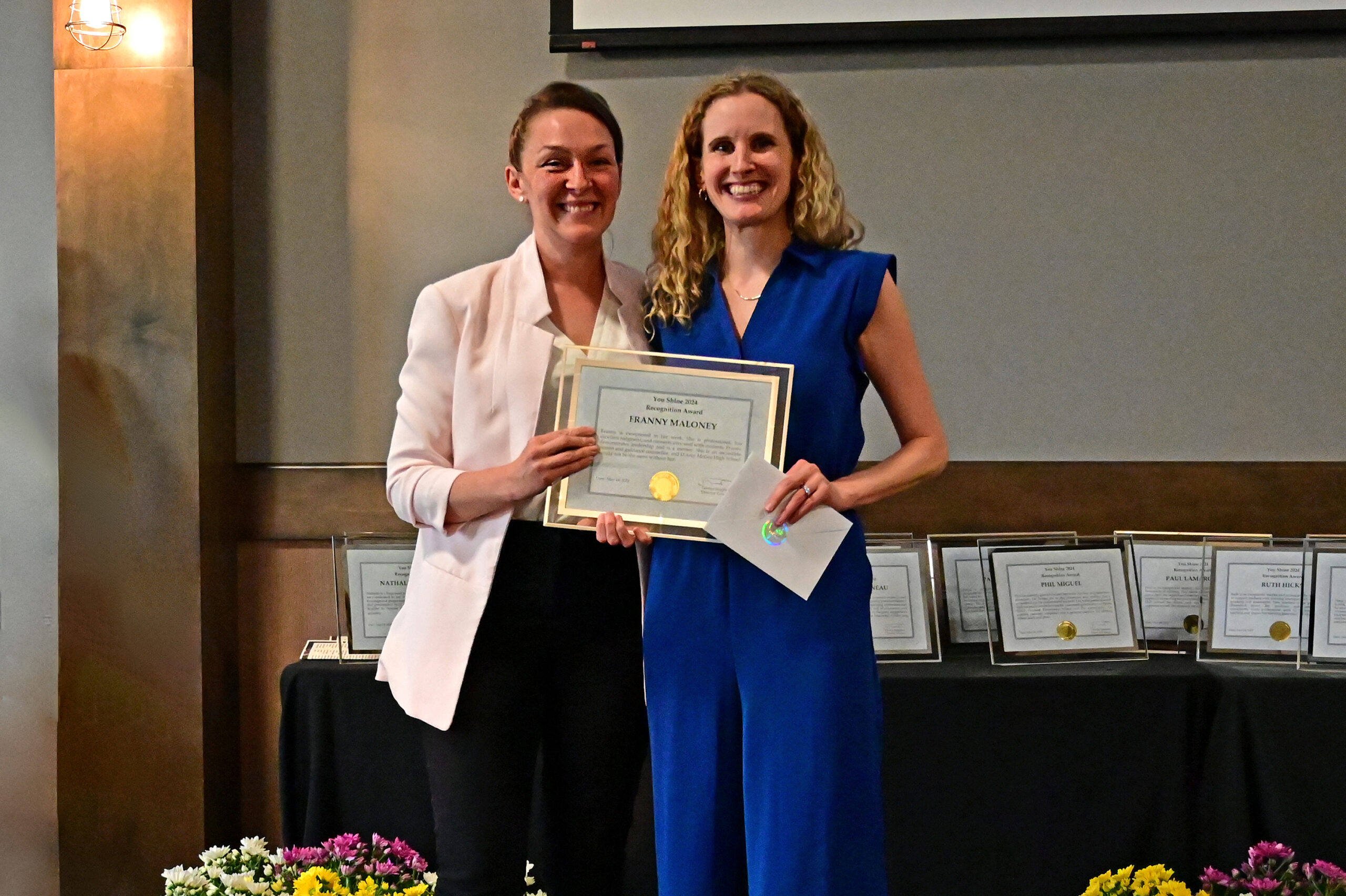 Winners accepting their awards