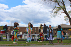 An elder speaks during the Land Acknowledgement Festical at Hadley Jr/Philemon Wright HS