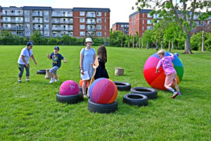 Students playing Kinball