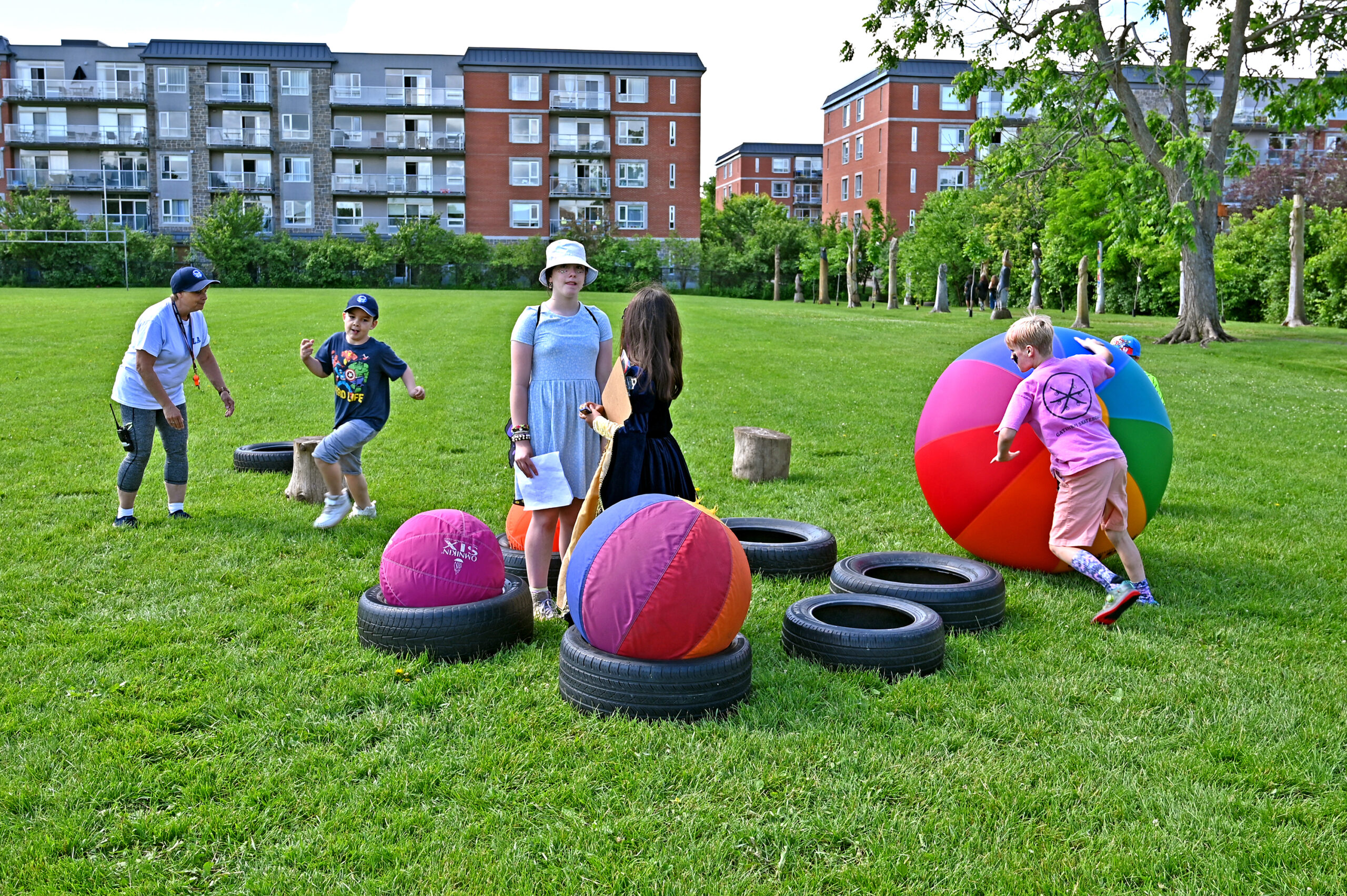 Students playing Kinball