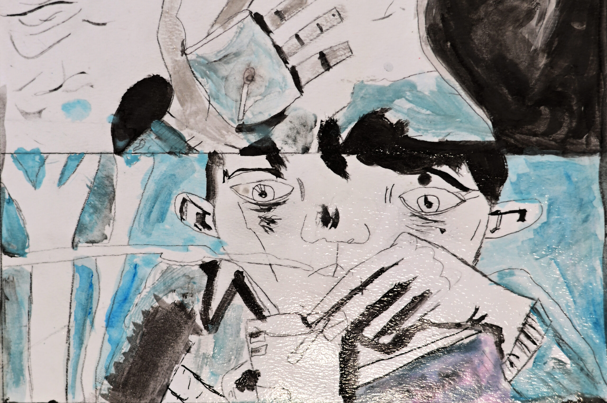 Student-made narrative art made in Kathy Schuiteboer's grade 6 ELA class inspired by Secret Path